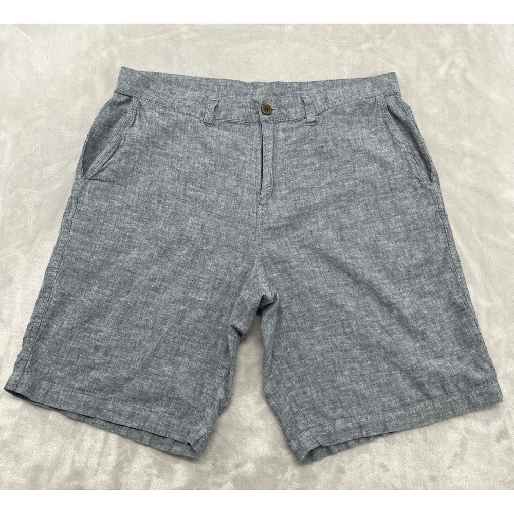Patagonia Short Men 34 Heather Blue Back Step Chino Flap Back Pockets 9'' Inseam
